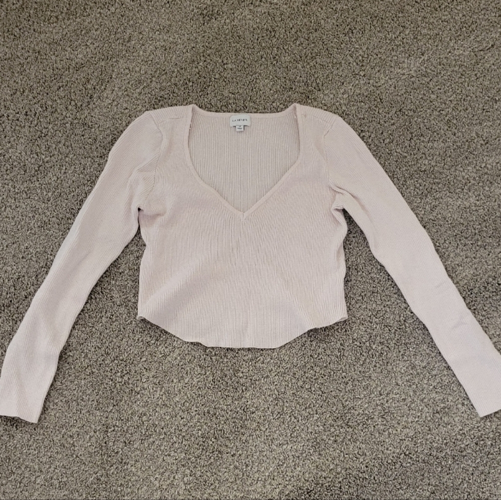L.A. Hearts Women's Light Pink V-Neck Top
